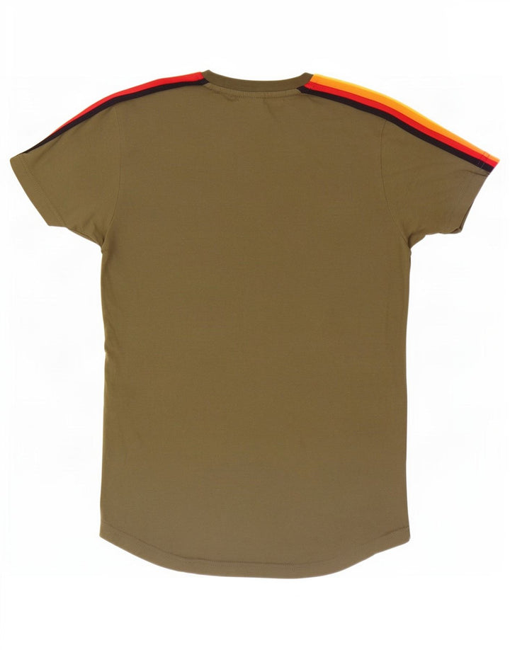 Мужская футболка Ellesse, маленький размер, цвет хаки, хлопок с цветными блоками