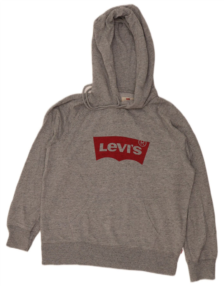 Мужской джемпер с капюшоном Levi's, маленький серый, хлопковый в крапинку