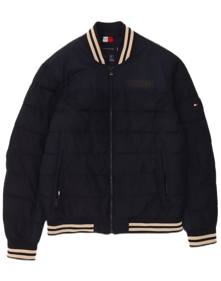 Мужская стеганая куртка Tommy Hilfiger UK 38 средний темно-синий полиэстер