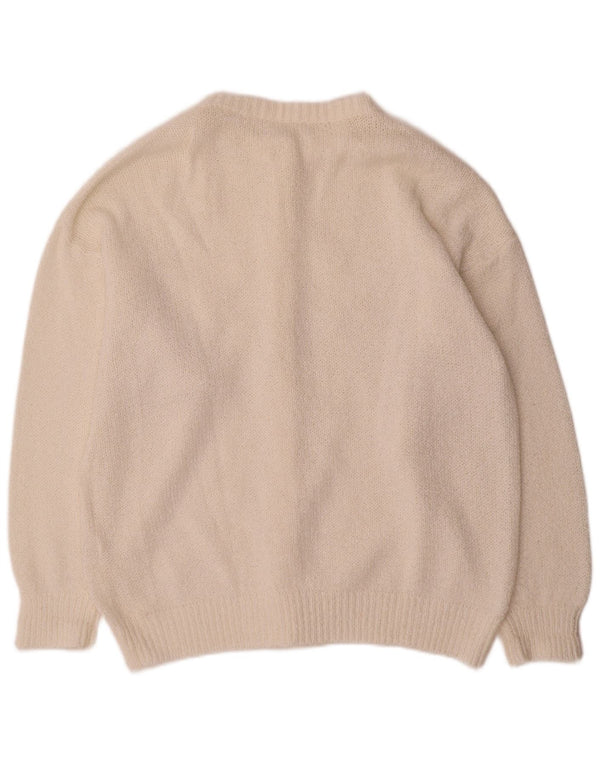 Винтажный женский кардиган-свитер UK 18 XL, белый акрил