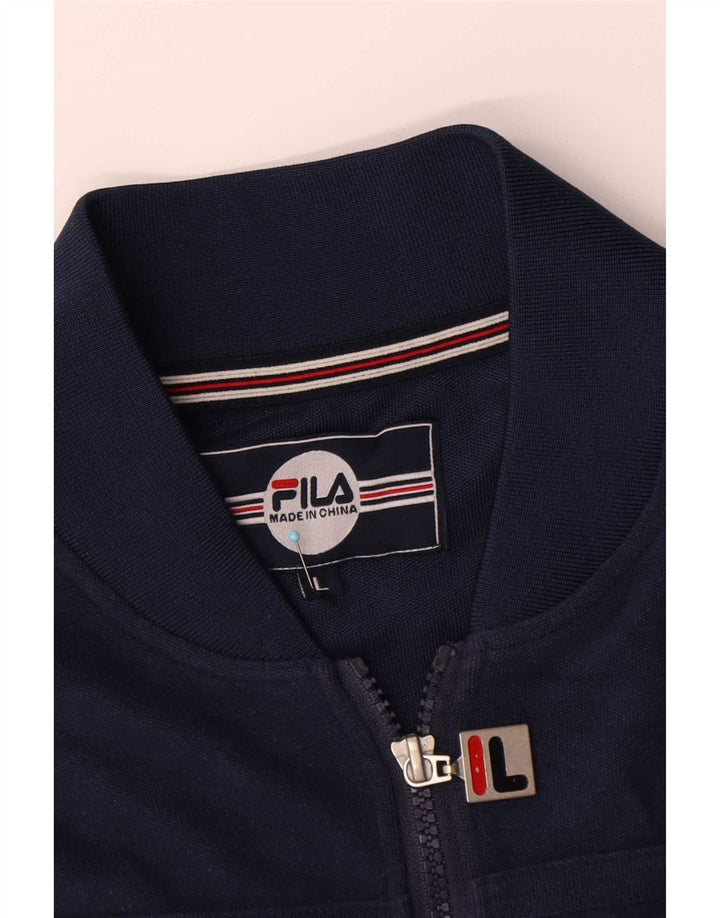 Мужской спортивный костюм Fila, большая куртка из хлопка темно-синего цвета