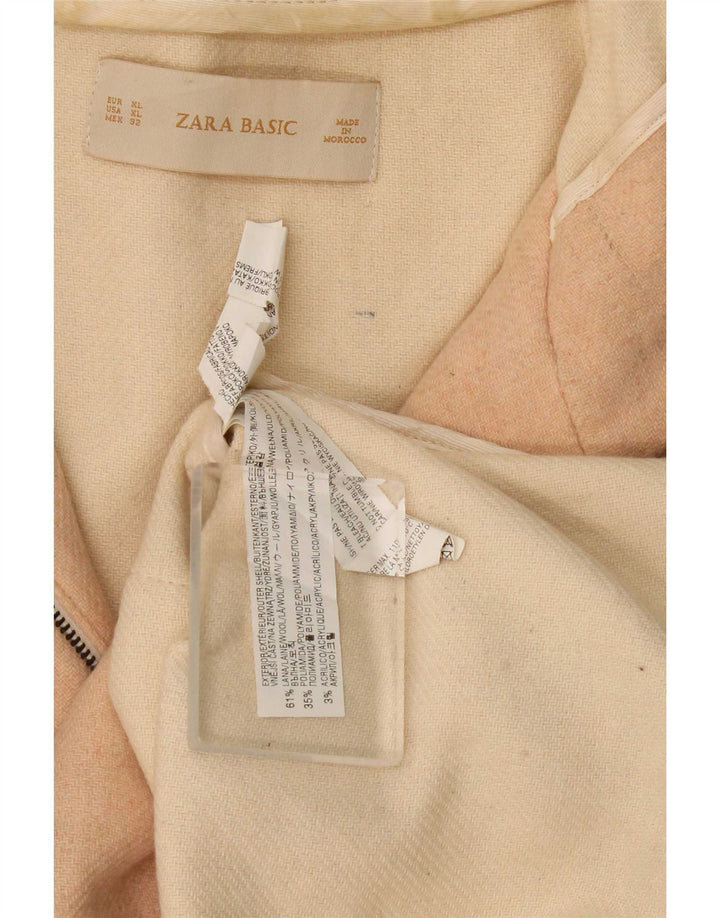 Женское пальто с капюшоном Zara UK 18 XL, бежевое, шерстяное