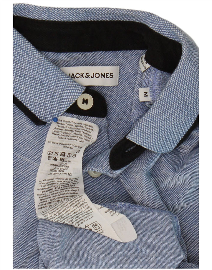 Мужская рубашка-поло Jack & Jones из хлопка среднего синего цвета