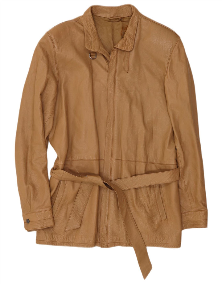 Куртка женская кожаная VINTAGE IT 46 большая коричневая