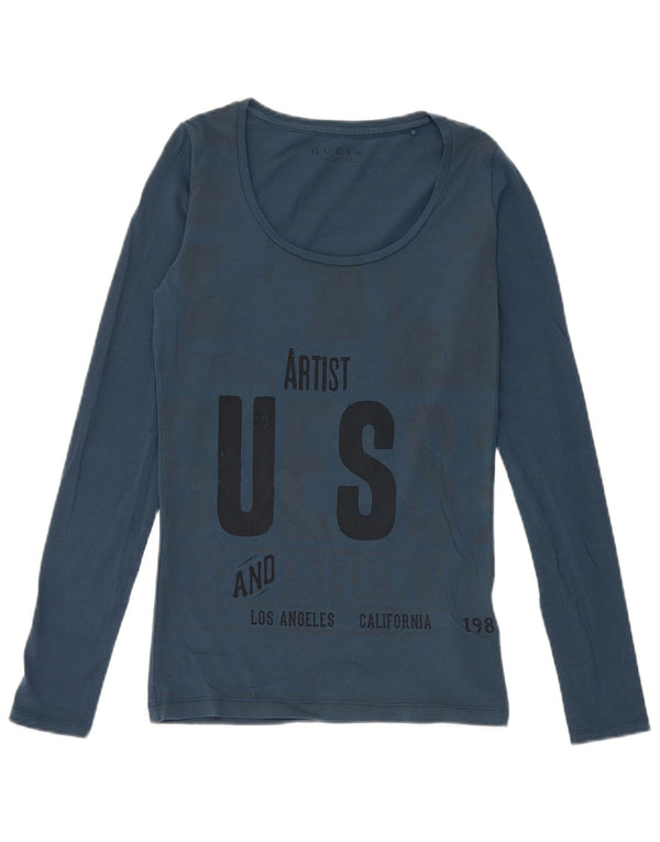 Женский топ с длинным рукавом Guess Artist, синий хлопок, Великобритания 6 XS