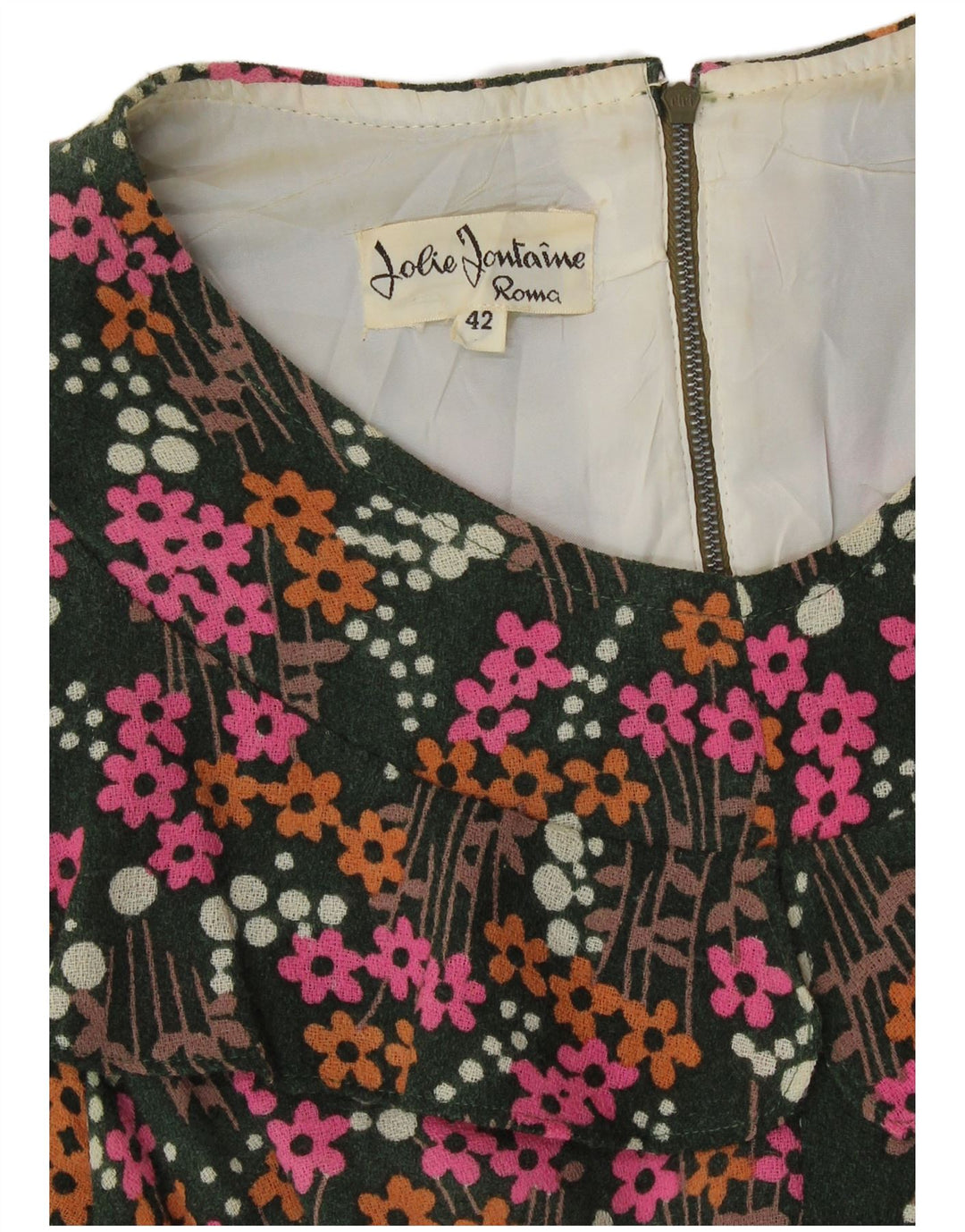 Винтажное женское платье макси IT 42, средний зеленый с цветочным принтом