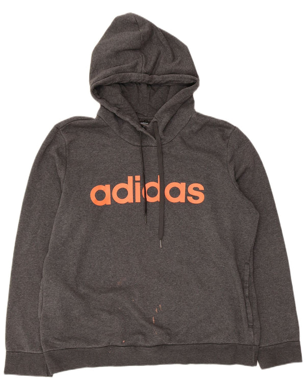Женский джемпер с капюшоном Adidas с графическим рисунком UK 20/22 XL Серый хлопок