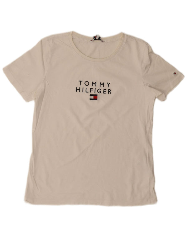 Женская футболка с рисунком Tommy Hilfiger Top UK 12, средний белый хлопок