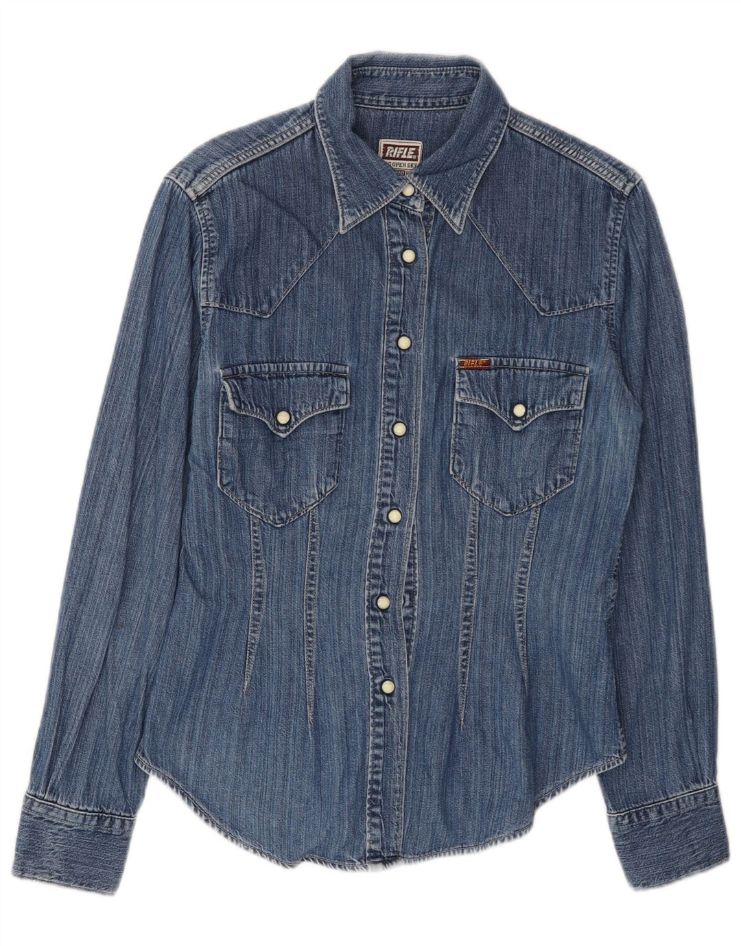 Женская джинсовая рубашка RIFLE UK 10, маленькая синяя, хлопок