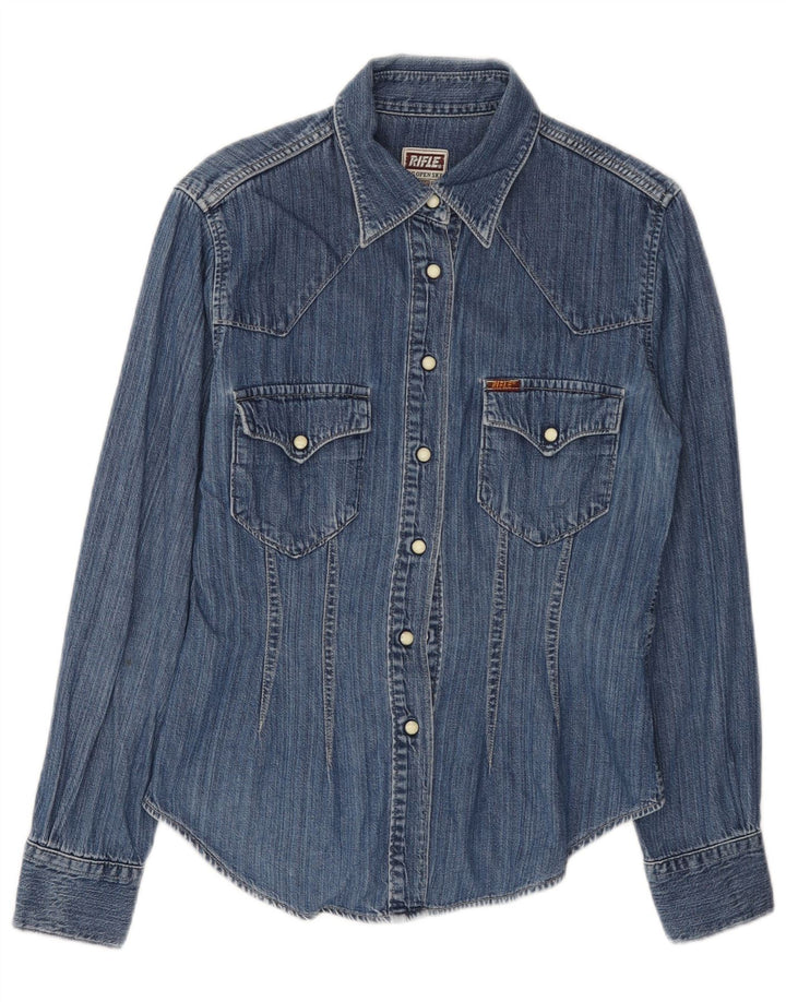 Женская джинсовая рубашка RIFLE UK 10, маленькая синяя, хлопок