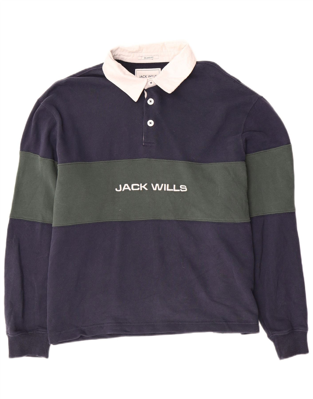 Мужская рубашка-поло для регби с графическим рисунком JACK WILLS XL, темно-синяя, с цветными блоками