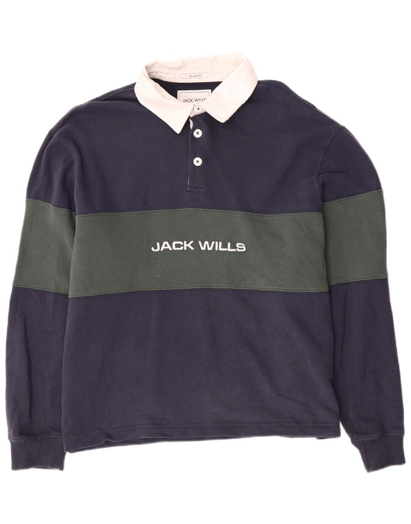 Мужская рубашка-поло для регби с графическим рисунком JACK WILLS XL, темно-синяя, с цветными блоками