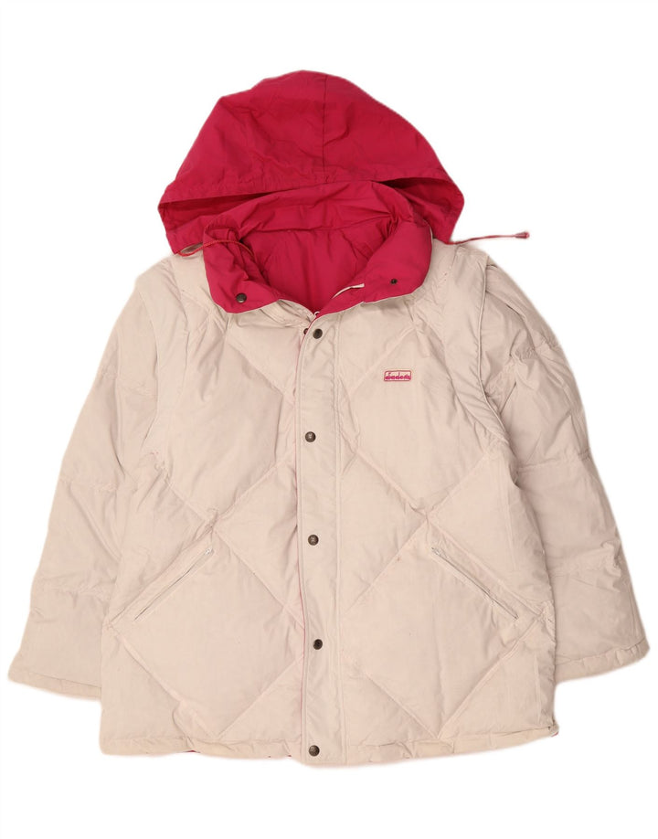 Мужская двусторонняя стеганая куртка Diadora с капюшоном UK 40, большой розовый полиэстер