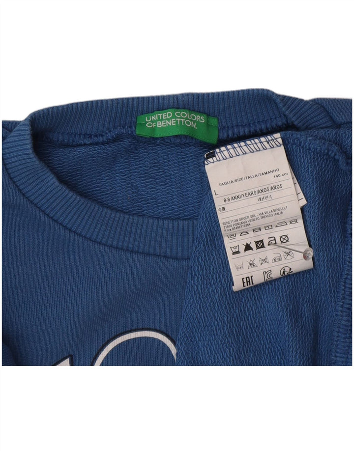 Свитшот Benetton для мальчиков с рисунком, 8–9 лет, большой размер, синий хлопок, хлопок