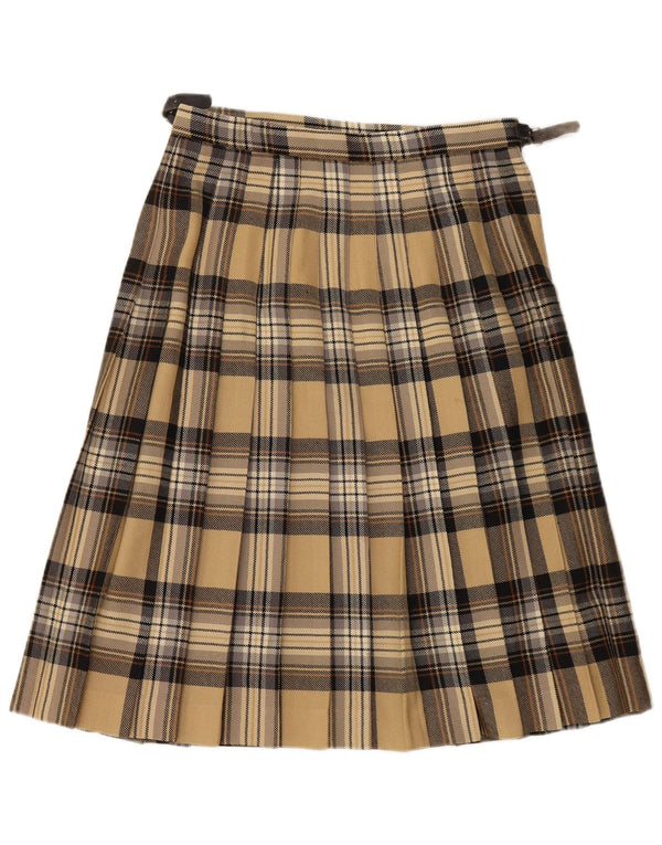 Винтажная женская плиссированная юбка с запахом W30, средняя бежевая клетка, новая шерсть