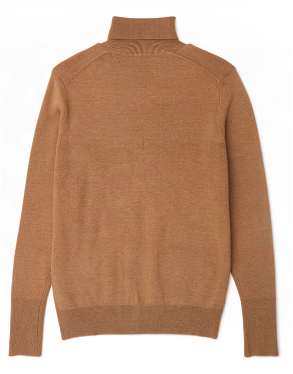 Zara Womens Roll Neck Jumper Sweater UK 14 Large Beige Viscose