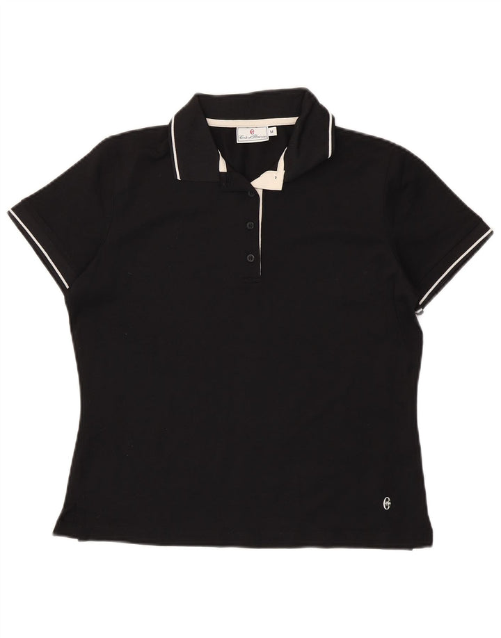 CONTE OF FLORENCE Womens Polo Shirt UK 14 Medium Black Polyester