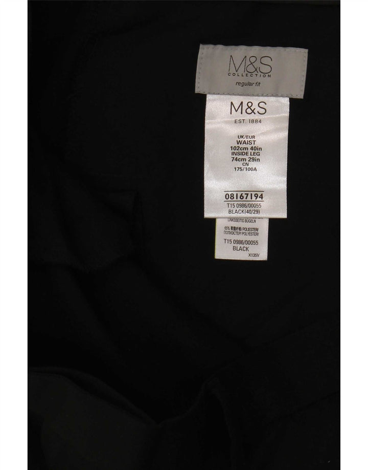 Мужские костюмные брюки классического кроя Marks & Spencer W40 L29, черный полиэстер