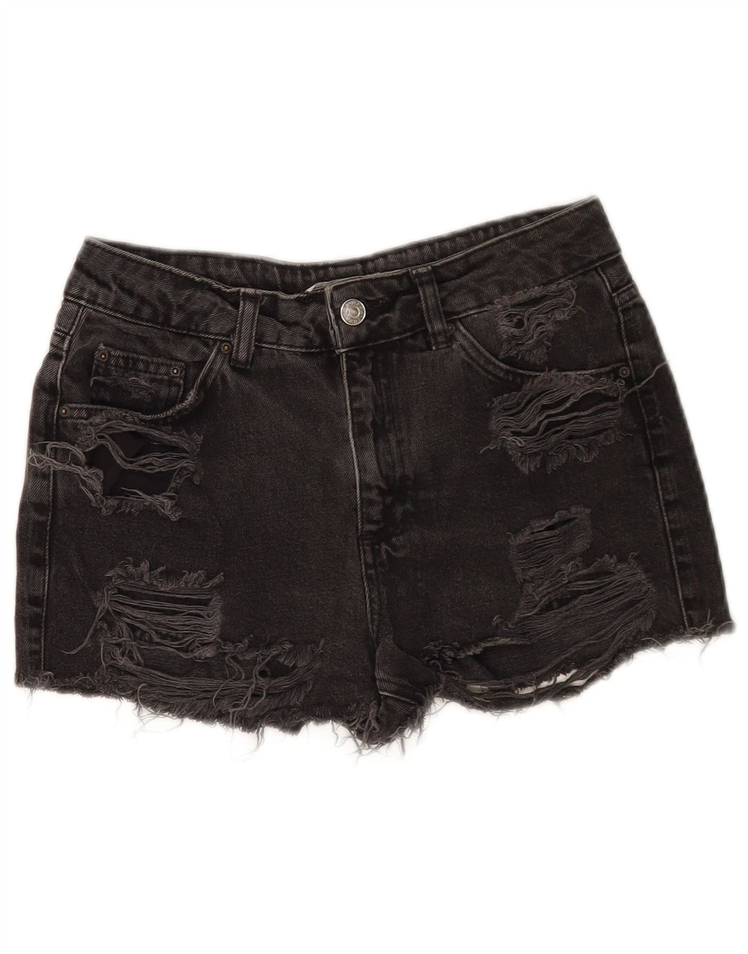 Topshop Женские джинсовые шорты W26, маленькие черные, хлопковые