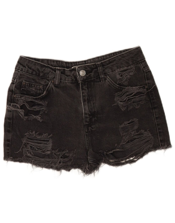 Topshop Женские джинсовые шорты W26, маленькие черные, хлопковые