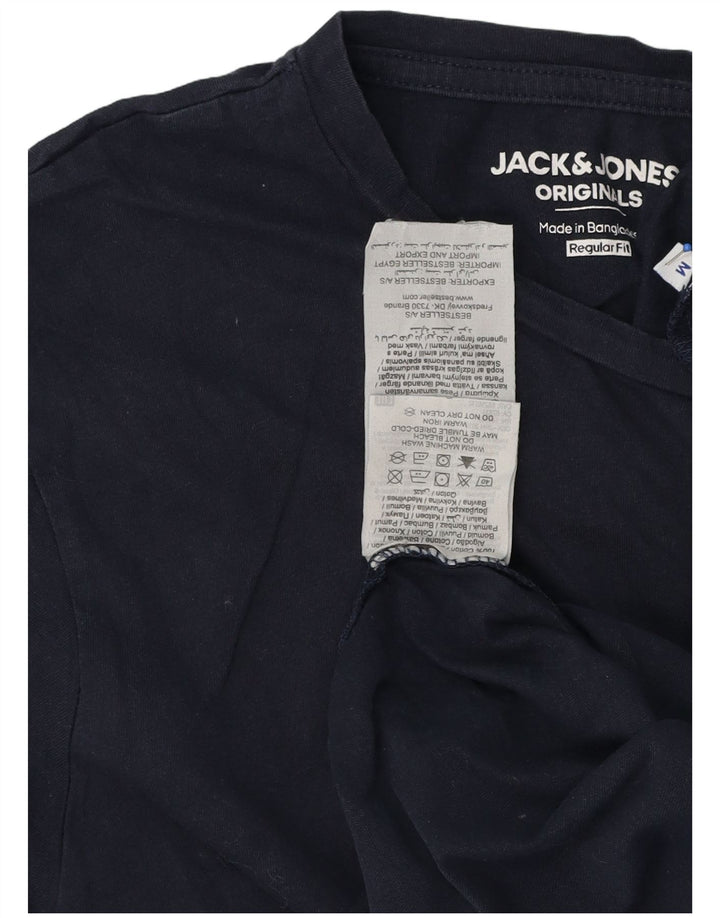 Мужская футболка с рисунком Jack & Jones стандартного кроя, топ среднего размера, темно-синий, хлопок