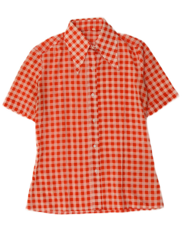 Vintage Womens Short Sleeve Shirt EU 40 Medium Red Gingham