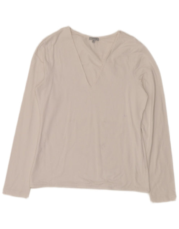 Женский топ JIGSAW с длинным рукавом UK 12, средний размер, белый хлопок