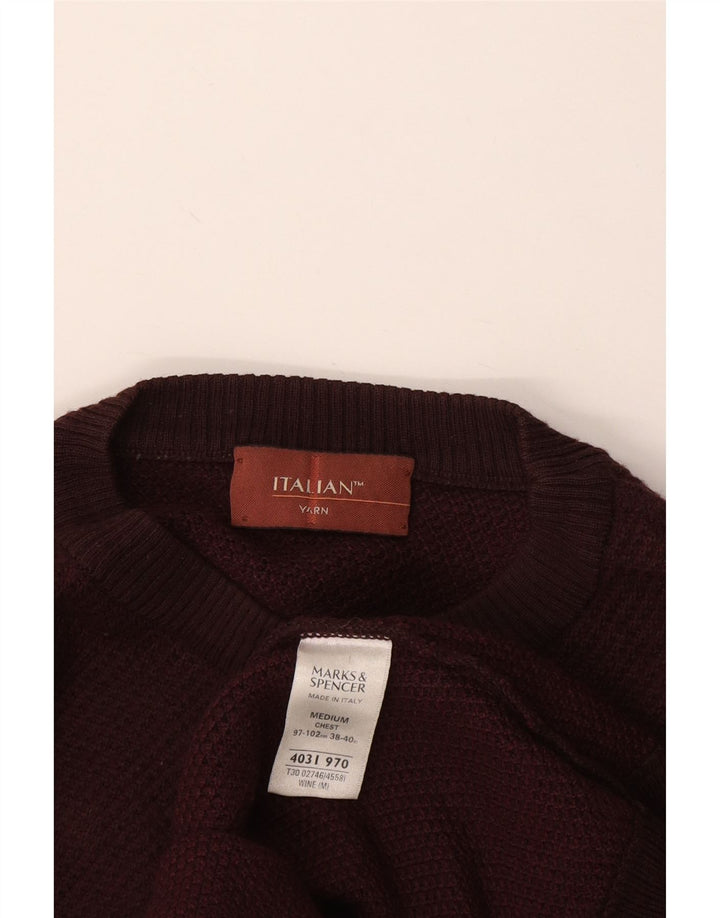Мужской джемпер с круглым вырезом Marks & Spencer, средний бордовый акрил