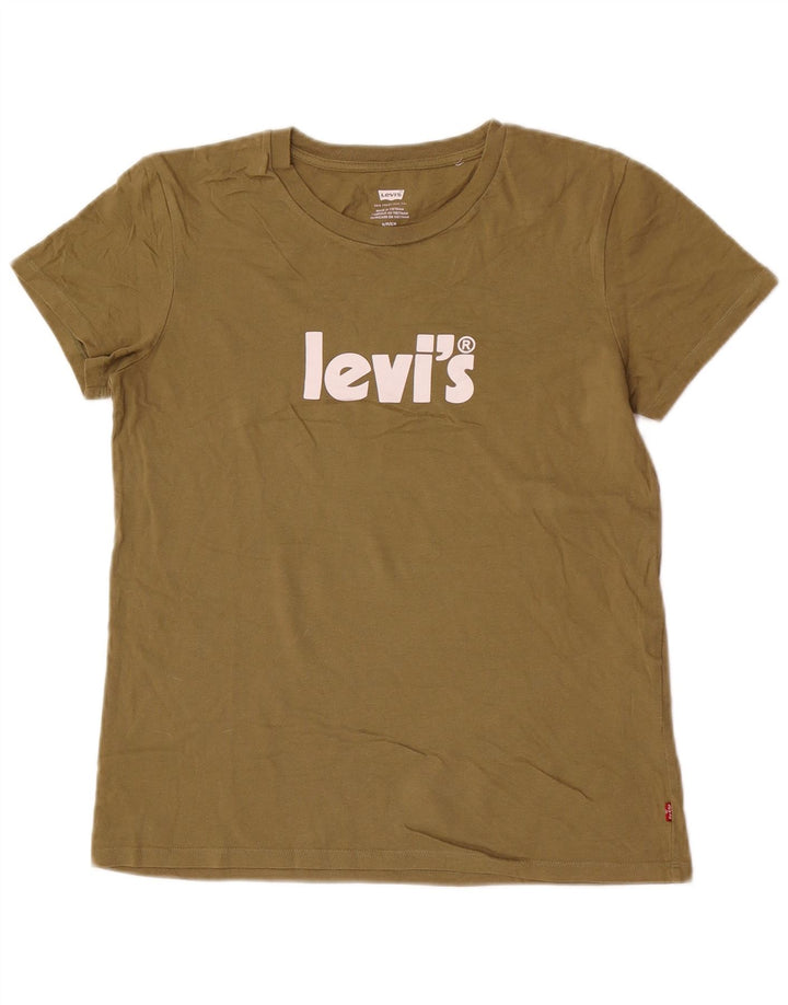 Мужская футболка с рисунком Levi's, маленький размер, цвет хаки, хлопок