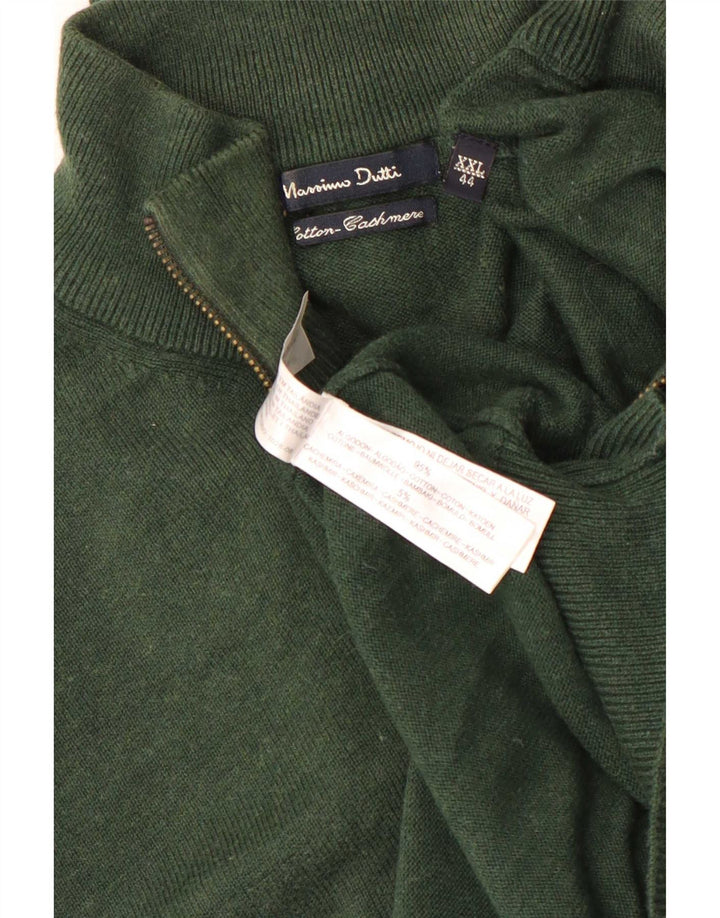 Мужской свитер Massimo Dutti с воротником на молнии 2XL, зеленый хлопок