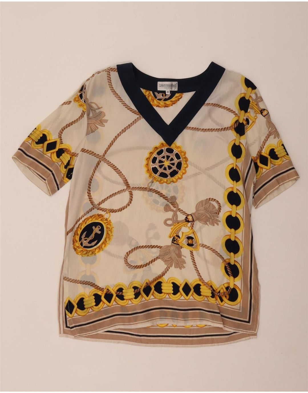 Pancaldi & B Женская блузка с абстрактным узором Top UK 12 Medium Off White