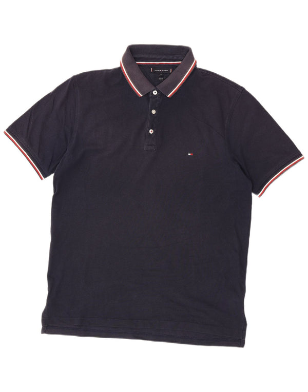 Tommy Hilfiger Мужская рубашка-поло приталенного кроя 2XL Темно-синяя хлопковая