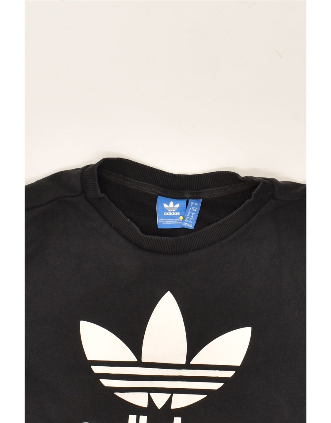ADIDAS Womens Graphic Sweatshirt Jumper UK 8 Small Black Cotton | Vintage Adidas | Thrift | Second-Hand Adidas | Used Clothing | Messina Hembry 