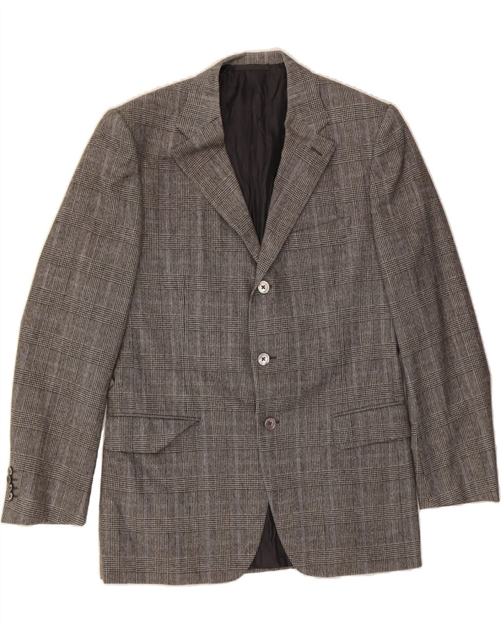 AQUASCUTUM Mens 3 Button Blazer Jacket IT 50 Large Grey Check Wool Vintage Aquascutum and Second-Hand Aquascutum from Messina Hembry 