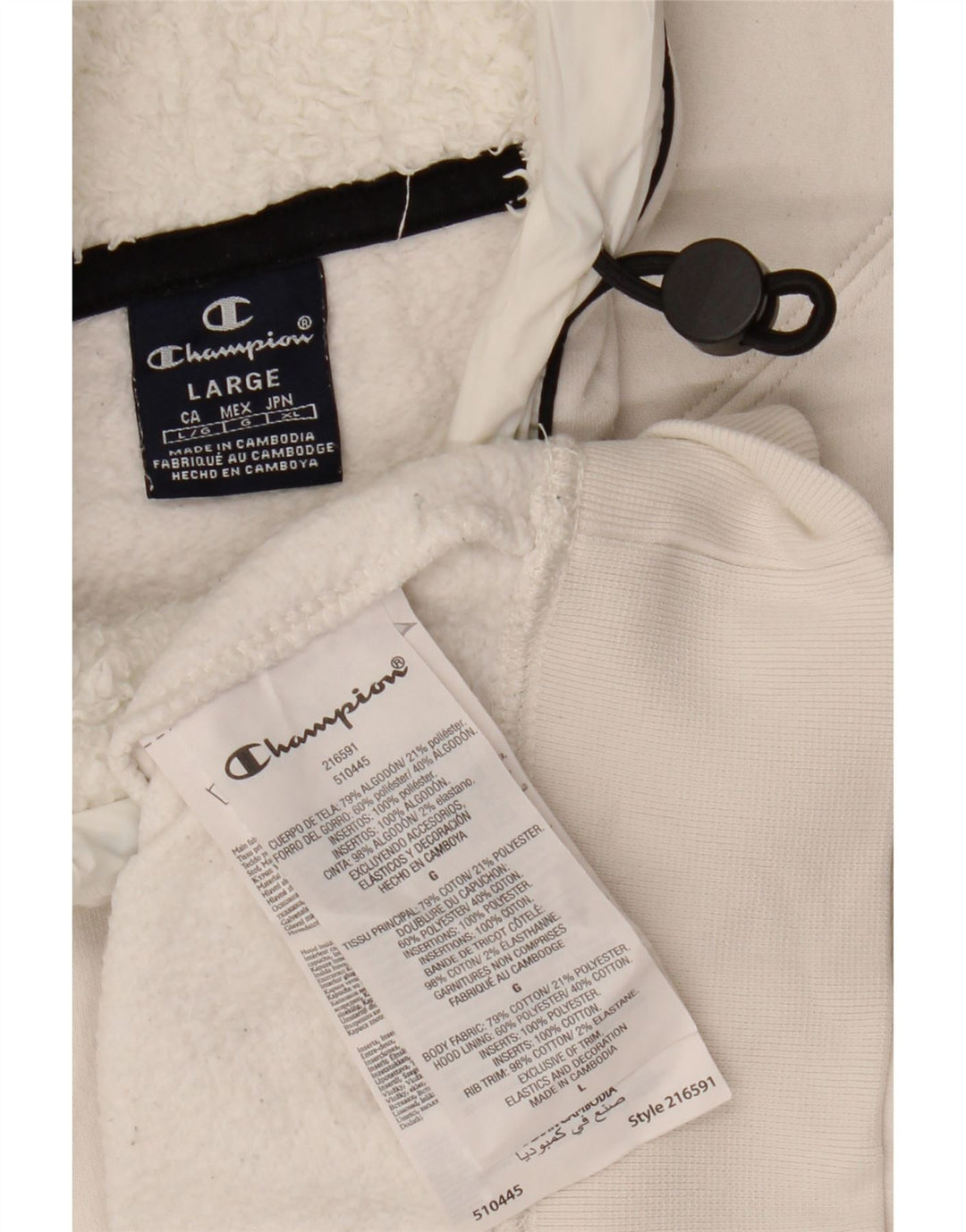 Женский джемпер с капюшоном CHAMPION UK 16, большой размер, белый хлопок