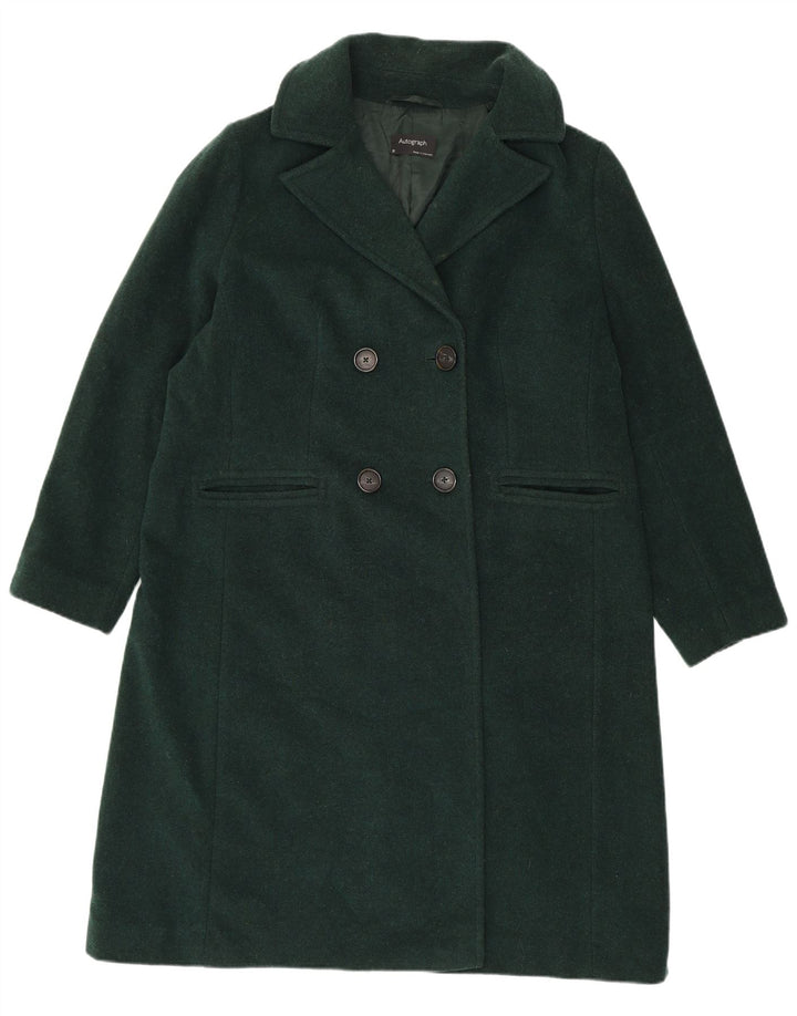 Женское двубортное пальто Marks & Spencer UK 20 2XL зеленое шерстяное