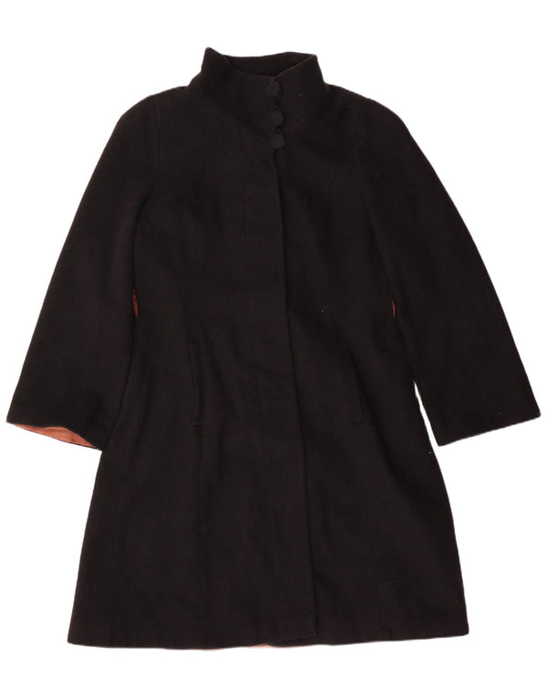 LAURA ASHLEY Женское пальто UK 12 Среднее черное шерстяное