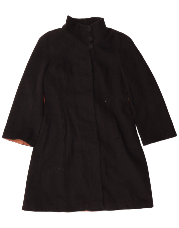 LAURA ASHLEY Женское пальто UK 12 Среднее черное шерстяное