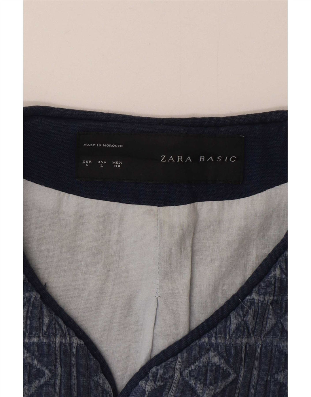 Женское открытое пальто Zara UK 16, большой размер, темно-синий, хлопок с геометрическим рисунком