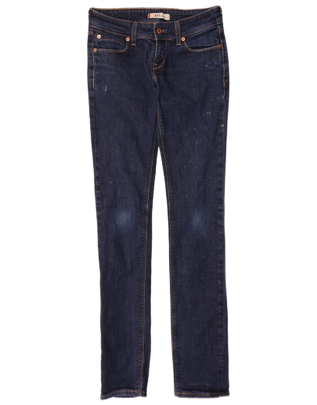 LEVI'S Womens 571 Slim Jeans W28 L36 Navy Blue Cotton