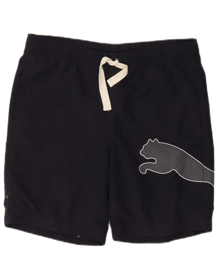 Мужские спортивные шорты PUMA с рисунком, маленькие, темно-синие, хлопок