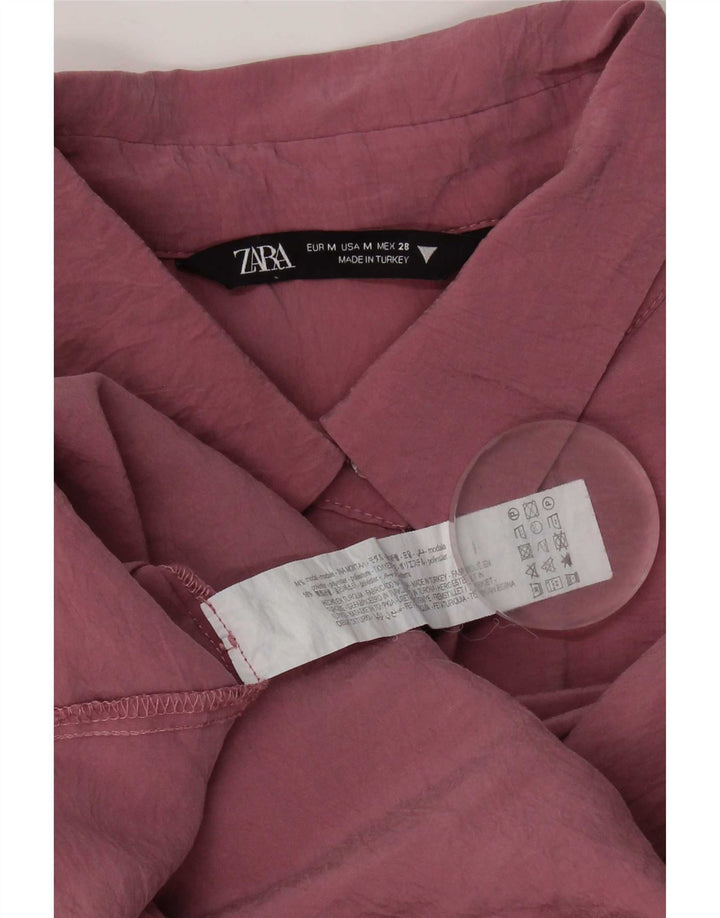 Женская длинная блузка-рубашка оверсайз Zara UK 14, средний розовый модал