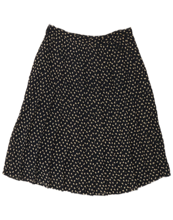 VINTAGE Womens High Waist A-Line Skirt IT 44 Medium W26  Navy Blue Floral