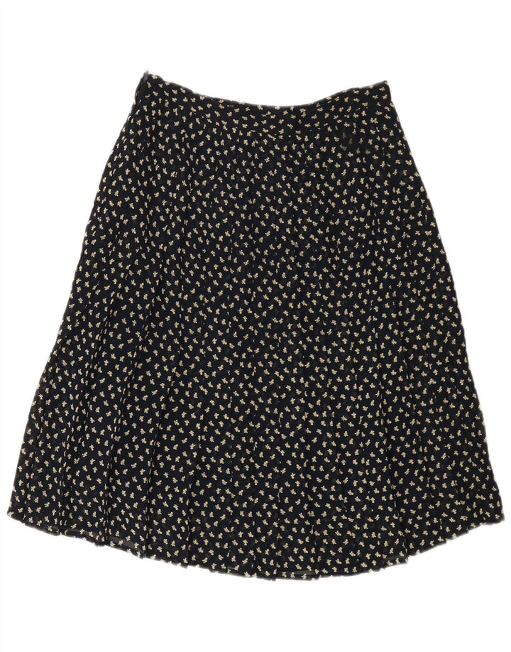 ВИНТАЖНАЯ женская юбка-трапеция с высокой талией IT 44 Medium W26 Темно-синий с цветочным принтом