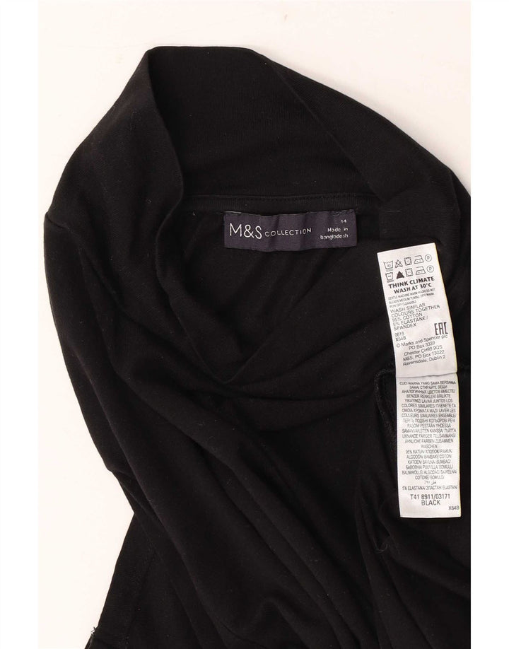 Женский топ с длинным рукавом Marks & Spencer UK 14, средний черный хлопок
