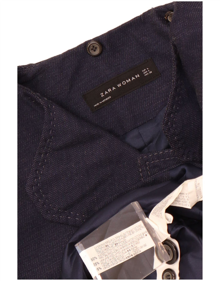 Женский тренч Zara UK 14, большой размер, темно-синий, хлопок