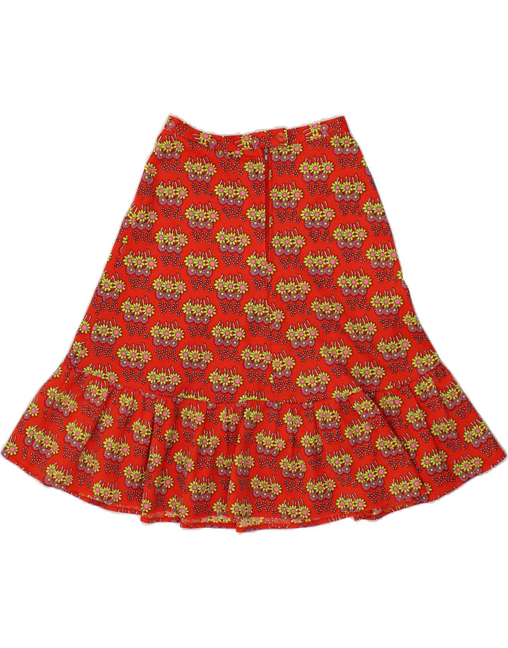 VINTAGE Womens A-Line Skirt W26 Small Red Floral Vintage Vintage and Second-Hand Vintage from Messina Hembry 