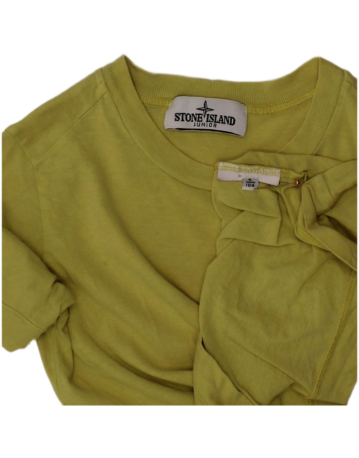 Футболка STONE ISLAND для мальчиков, 3-4 года, зеленая