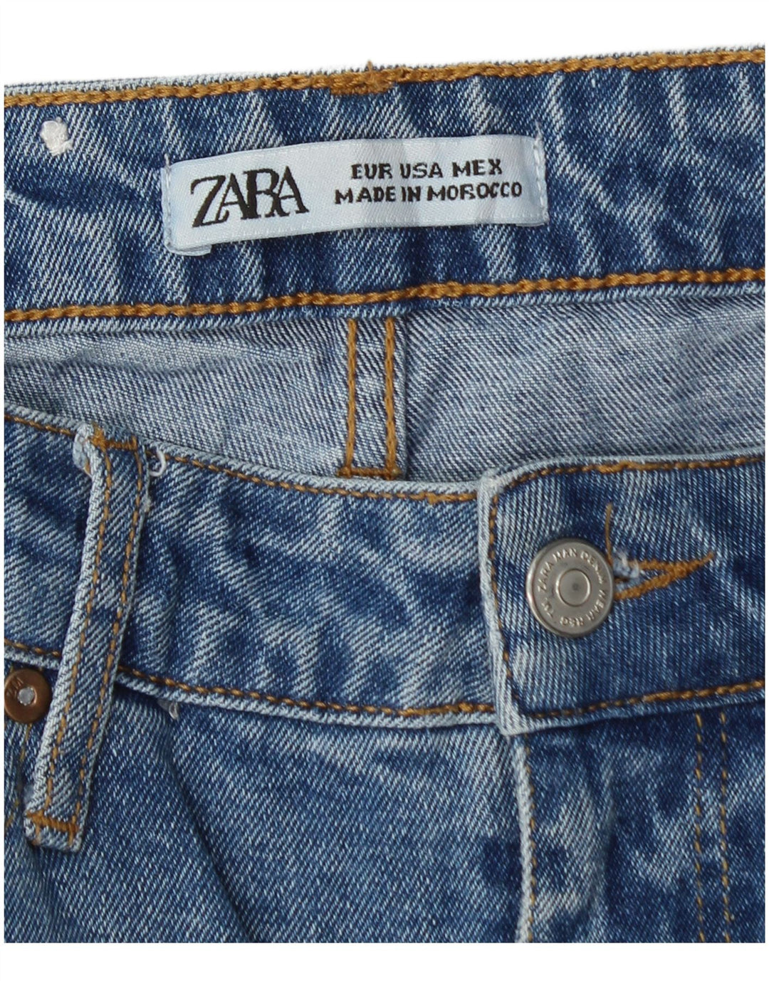 Женские потертые узкие джинсы Zara W33 L28 синие