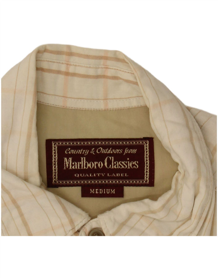 Мужская рубашка Marlboro Classics в клетку бежевого цвета среднего размера